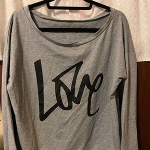 Gray LOVE long sleeve scoop neck sweatshirt sz XXL